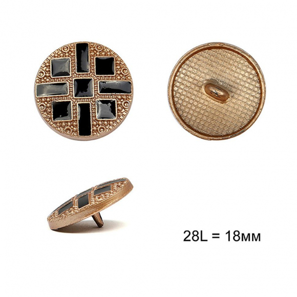 Пуговицы металлические С-ME329 цв.золото 28L-18мм, на ножке, 12шт