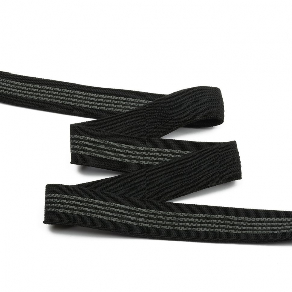 Резинка тканая с латексом шир.025мм цв.черный арт.Ф-25мм уп.25м А