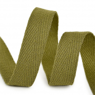 Тесьма киперная 15 мм хлопок 2,5г/см арт.TBY.CT15264 цв.F264 хаки уп.50м