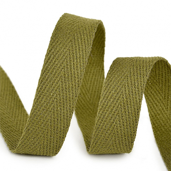 Тесьма киперная 15 мм хлопок 2,5г/см арт.TBY.CT15264 цв.F264 хаки уп.50м
