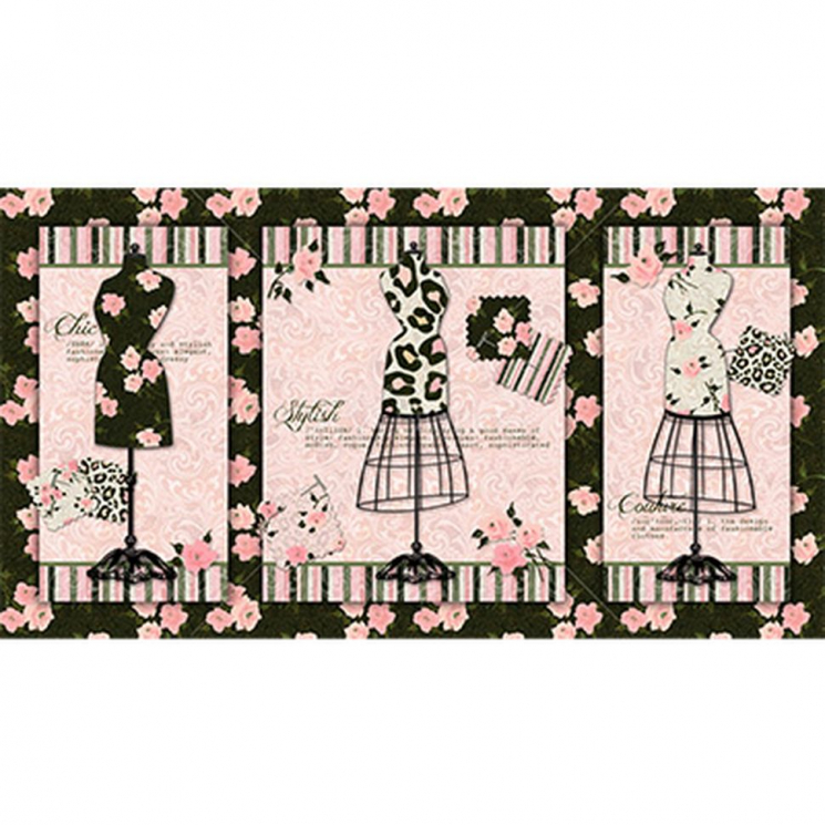 Ткань для пэчворка PEPPY Mademoiselle Fashion Panel 4639 145 г/м? 100% хлопок цв.26231 BLA1 уп.60х110 см