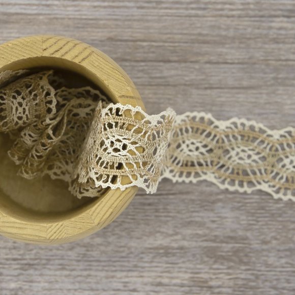 177957_Мерсеризованное хлопковое кружево, 33 мм, цвет бежевый