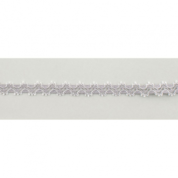 93336_Мерсеризованное хлопковое кружево, 11 мм, цвет светло-серый с белым