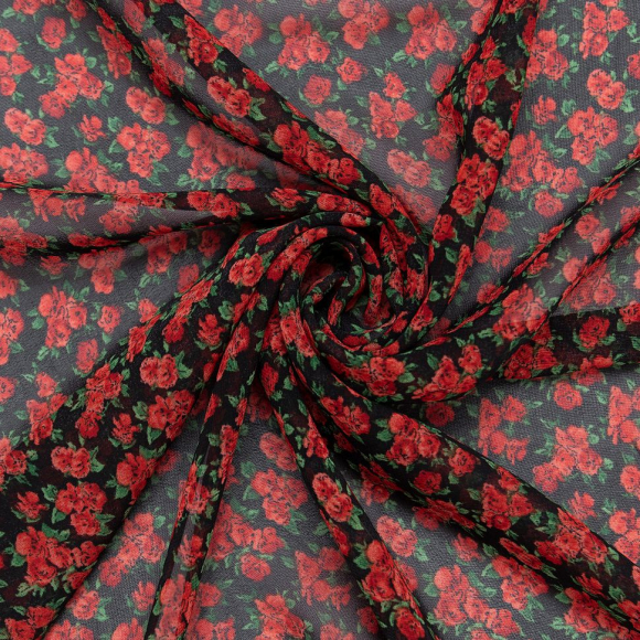 Ткань Шифон 65 г кв.м 100% полиэстер шир.145 см арт.Р.34041.01 цв.01 черный уп.30м Ткань Шифон 65 г кв.м 100% полиэстер шир.145 см арт.Р.34041.01 цв.01 черный уп.30м