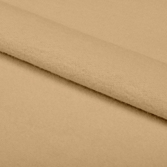 Ткань футер 2х нитка начес однотон. 190г/м?  95% хл  5%эласт  шир.100+100см арт.ДЛ1903013 цв.миндаль пач.45-70м