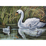 55899_Канва жесткая с рисунком "Лебеди"
