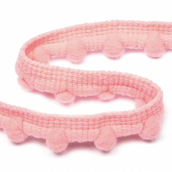 Тесьма с помпонами арт.TBY-PP14 шир.15мм цв.F136 розовый уп.8.23м