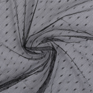 Фатин горошек мягкий шир.160см  100% полиэстер арт.TBY-1908 цв.черный диаметр горошин 0,1см рул.91,4м