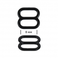 Пряжка регулятор для бюстгальтера металл TBY-67811 08мм цв.черный, уп.20шт