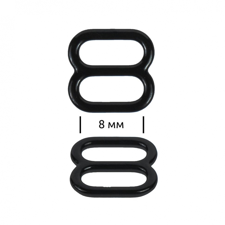 Пряжка регулятор для бюстгальтера металл TBY-67811 08мм цв.черный, уп.20шт