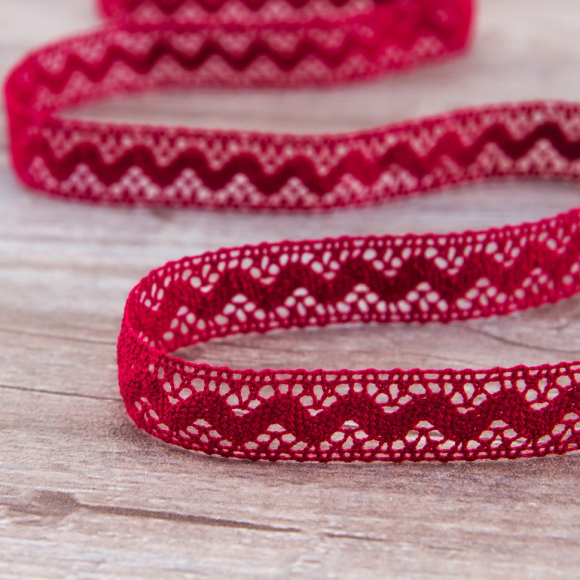 123089_Мерсеризованное хлопковое кружево, 16 мм, цвет бургунд