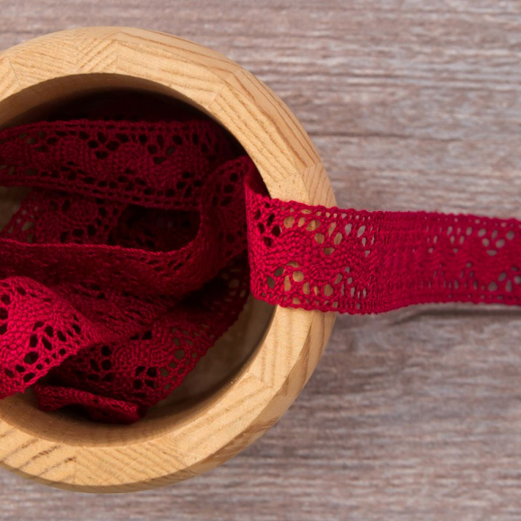123089_Мерсеризованное хлопковое кружево, 16 мм, цвет бургунд