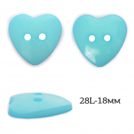Пуговицы пластик Сердце TBY.P-1628 цв.11 бирюзовый 28L-18мм, на 2 прокола, 50 шт