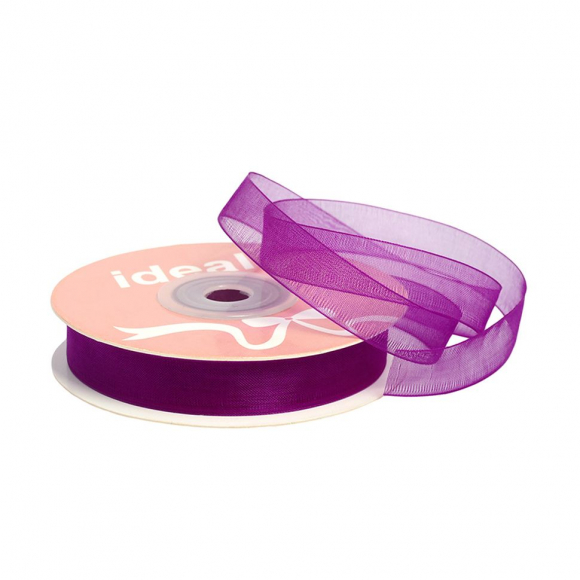 Лента капрон (органза) IDEAL шир.12мм цв.1032 т.сиреневый уп.27,4 м