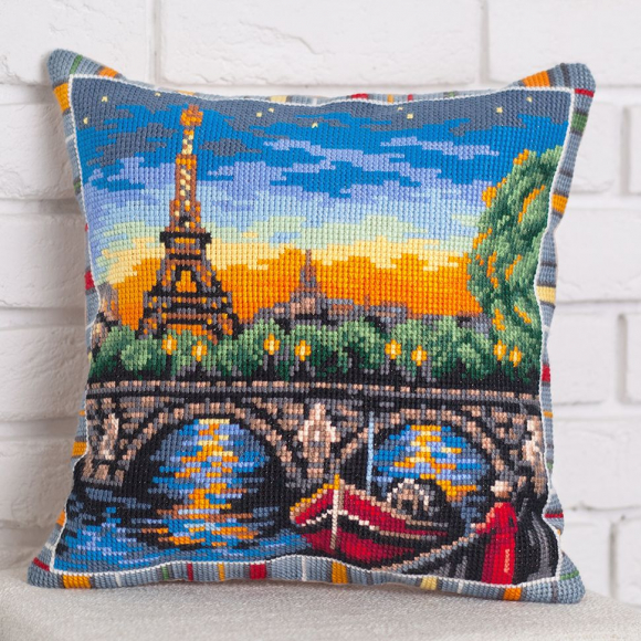 Набор для вышивания PANNA арт. PD-1736 Подушка Прогулка вдоль Сены 40х40 см