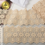 Кружево гипюр KRUZHEVO матовая нить арт.TR 10338 шир.85мм цв.03 экрю уп.9м