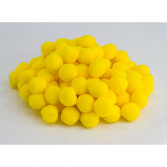 62373_Помпоны декоративные, россыпь, диаметр 20 мм, 100 шт, цвет желтый