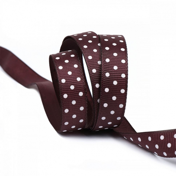 Лента репсовая Ideal LDRGS86412 Горошек 12мм цв.бордовый уп.27,4м Лента репсовая Ideal LDRGS86412 Горошек 12мм цв.бордовый уп.27,4м