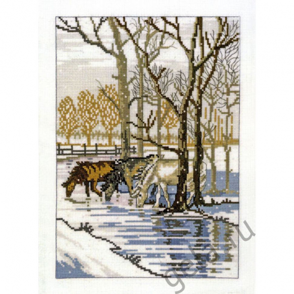 Набор для вышивания PERMIN арт.92-7192 Три лошади 25х32 см