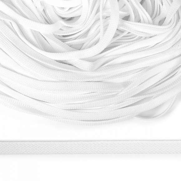 Шнур плоский полиэфир 08 мм арт. 859 цв. белый уп.200м