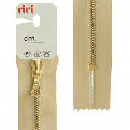 29232_Молния металл, Gold, неразъёмная, на атласной тесьме, 4 мм, 18 см, цвет 2213, золотисто-бежевый