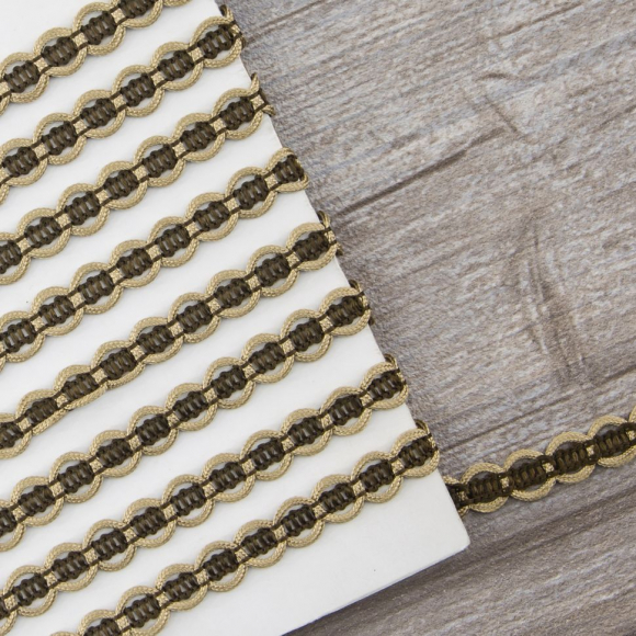 Тесьма PEGA тип отделочная, цвет бежево-коричневый, 9 мм