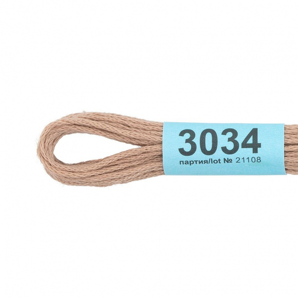 Нитки для вышивания Gamma мулине (0820-3070) 100% хлопок 24 x 8 м цв.3034 бежевый