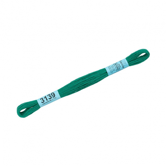 Нитки для вышивания Gamma мулине (3071-3172) 100% хлопок 24 x 8 м цв.3139 т.зеленый
