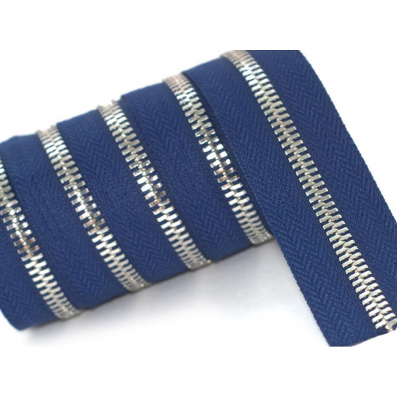 Молния рулонная металл №5СТ никель цв.D040 т.синий уп.5м