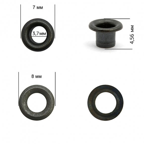 Люверсы сталь New Star №1,7 (? 3,7мм, h 4,56мм) цв. оксид уп. 5000шт