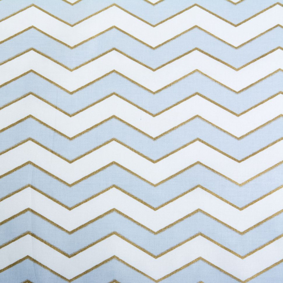 Ткань ранфорс с глитером Зиг-заг, арт.WH 20558-v02, 130г/м?,100% хлопок, шир.240см, цв.голубой/золото, уп.3м