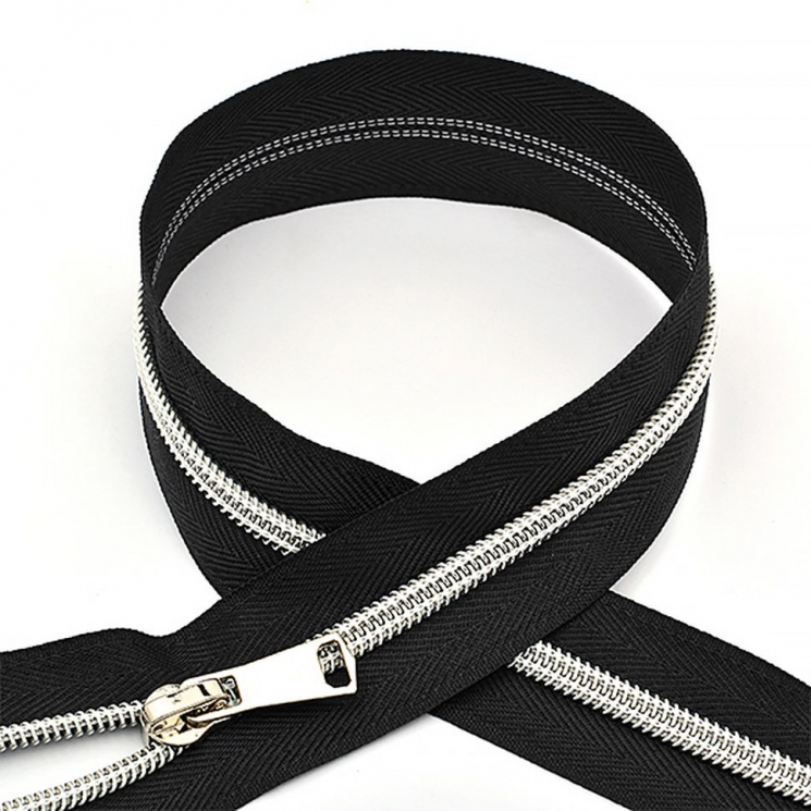 Молния MaxZipper спираль №5 декор. 45см цв.F322/СЕР черный уп.50шт