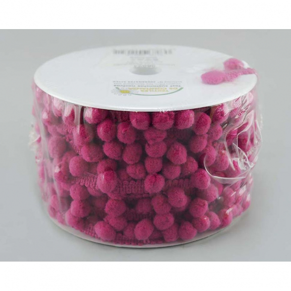 92862_Тесьма с помпонами MATSA цвет пурпурно-красный