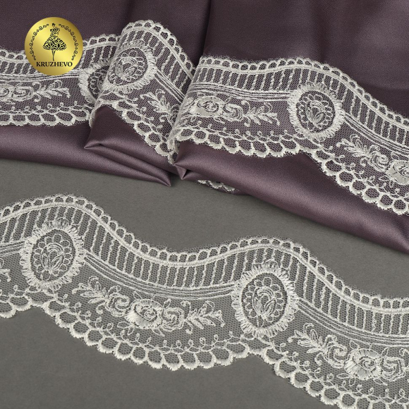 Кружево на сетке KRUZHEVO арт.TR.2109 шир.50мм цв.белый уп.8,5м