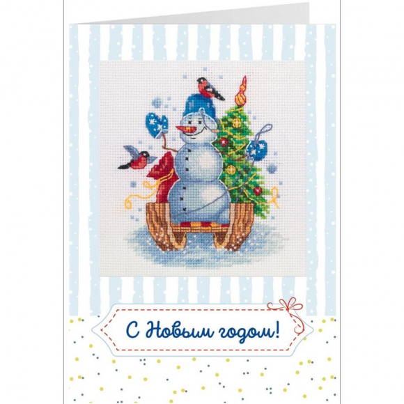 Набор для вышивания PANNA арт. OT-7278 Открытка. Снеговичок 9х10,5 см