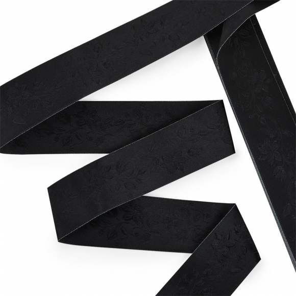 Лента (тесьма) жаккардовая арт.VB.620386 шир. 38мм цв.черный уп.10 м