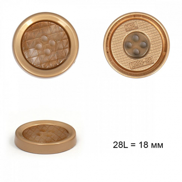 Пуговицы металл TBY.L-1238-2/7  цв.корич с золотом 28L = 18 мм, 4прокола, 50шт