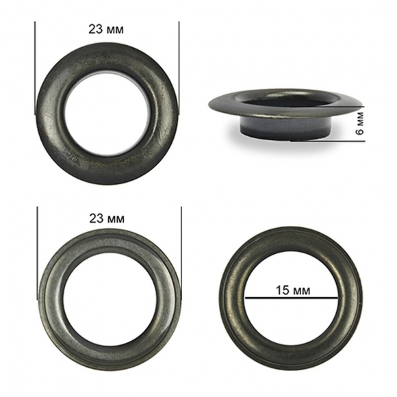 Люверсы сталь TBY.2093 №28 (? 15мм, h 6мм) цв. оксид уп. 200шт
