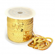 Пайетки плоские на нитях 6мм арт.TBY-F06 цв.06 св.золото уп.91,4м