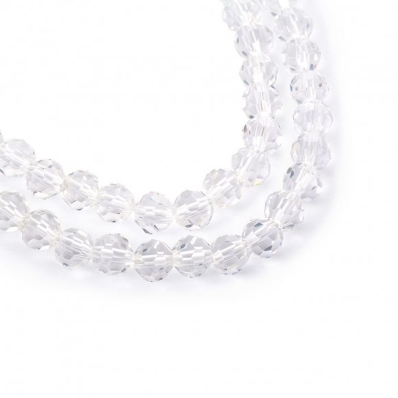 Бусины граненые Рондель (стекло) на нитях арт.TBY-R-2  6мм  цв.01 прозрачный уп.50х100 бусин