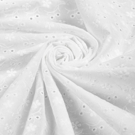 Ткань шитье 100 г/м? 100% хлопок шир.150 см арт.TBY.Emb.8067.1 цв.01 белый рул.14,62м