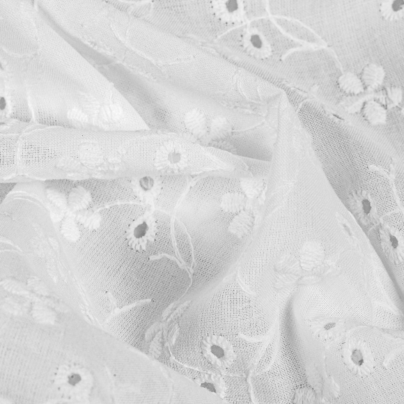 Ткань шитье 100 г/м? 100% хлопок шир.150 см арт.TBY.Emb.8067.1 цв.01 белый рул.14,62м