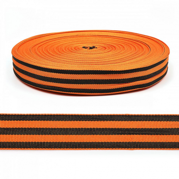 Лента георгиевская шир.035мм тканая арт.КК035Г рул.100м