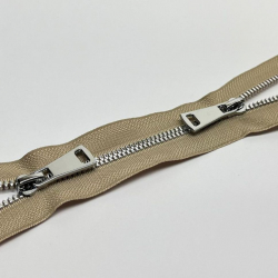 Молния трактор №5 Premium два замка 110см никель D573 серо-бежевый