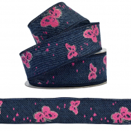 Лента джинсовая с рисунком арт.MJL012 шир.25мм уп.9,14м