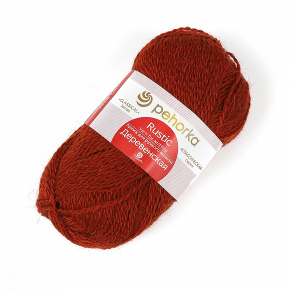 Пряжа для вязания ПЕХ Деревенская (100% полугрубая шерсть) 10х100г/250м цв.487 красное дерево Пряжа для вязания ПЕХ Деревенская (100% полугрубая шерсть) 10х100г/250м цв.487 красное дерево
