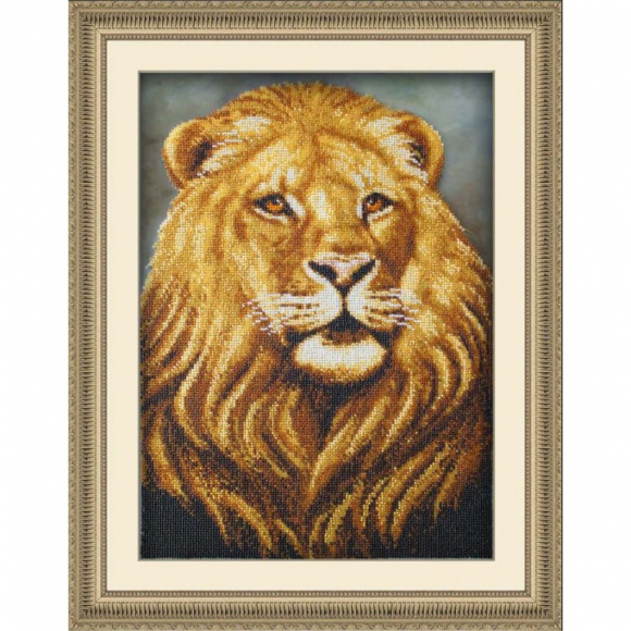 Набор для вышивания бисером ПАУТИНКА арт.Б-1420 Лев 39х28 см