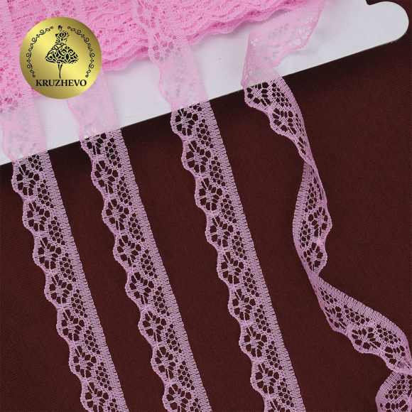 Кружево-трикотаж KRUZHEVO арт.TBY 150-2 шир.12мм цв.12 розовый уп.27,4м Кружево-трикотаж KRUZHEVO арт.TBY 150-2 шир.12мм цв.12 розовый уп.27,4м