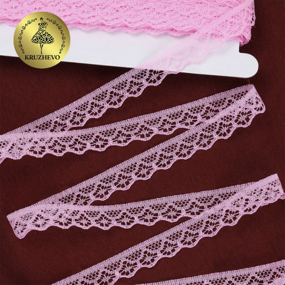 Кружево-трикотаж KRUZHEVO арт.TBY 150-2 шир.12мм цв.12 розовый уп.27,4м Кружево-трикотаж KRUZHEVO арт.TBY 150-2 шир.12мм цв.12 розовый уп.27,4м
