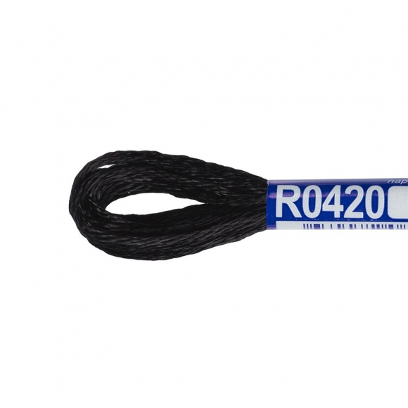 Нитки для вышивания Gamma мулине 100% вискоза 12 x 8 м цв.R0420 ЧЕРНЫЙ